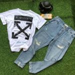 Stock White Shirt and Designers Jeans